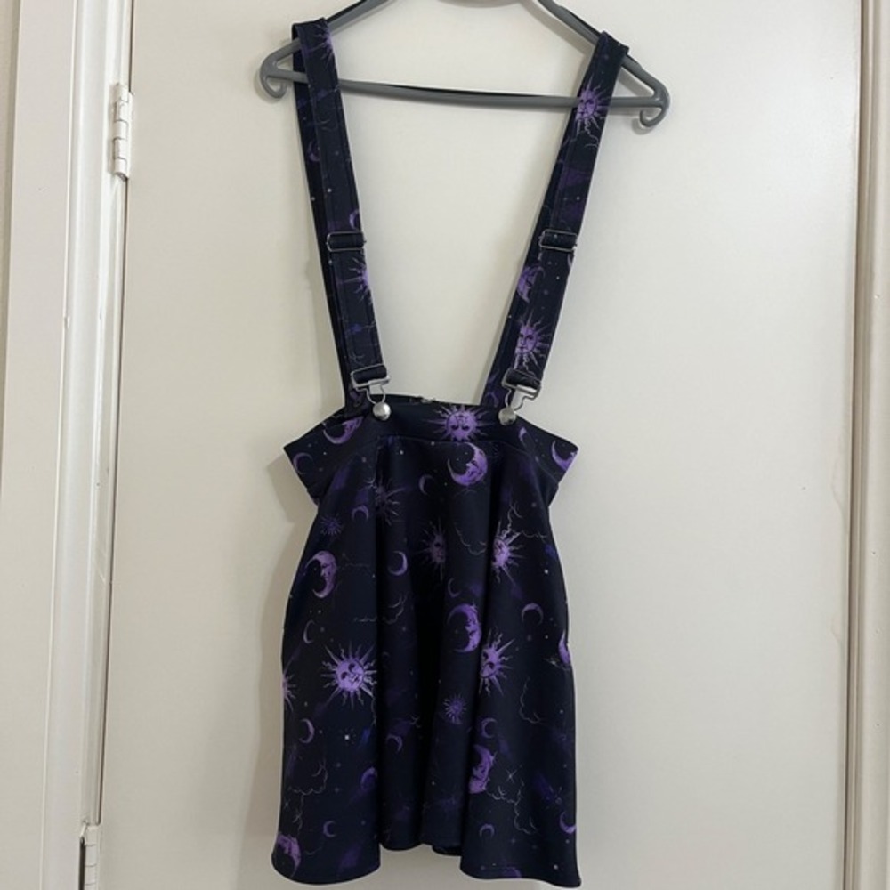 Hot Topic‎ Celestial Moon Sun Suspender Skater Skirt S/M Whimsigoth Fairy Grunge